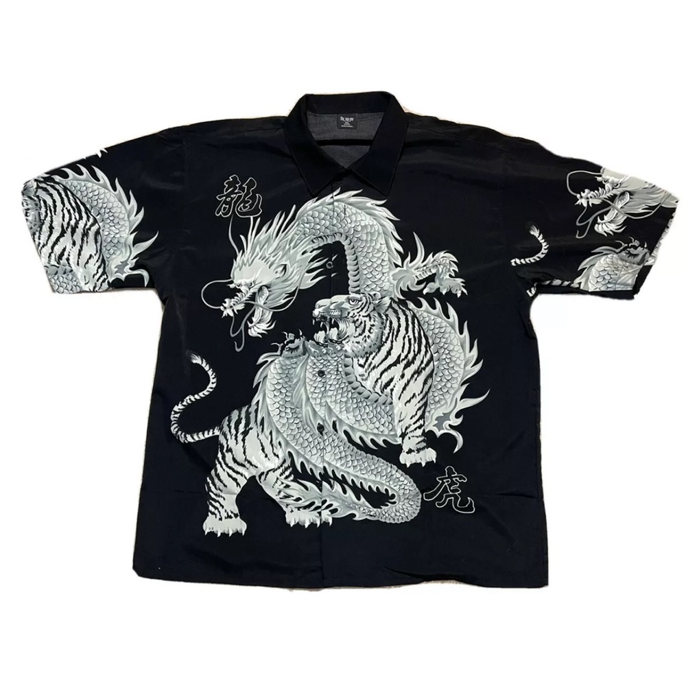 vintage dragon hawaiian shirt size 2xl